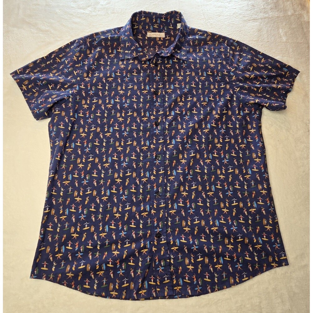 Cotton & Co Button Down Mens Surfer Summer Hawaiian Size Large
